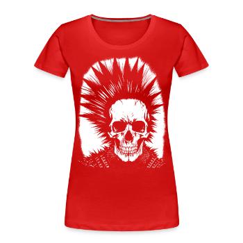 Horror Fan Skull with Mohawk Crazy Punkrocker Pun - Women's Premium Organic T-Shirt - red - Front - Mia (176cm)