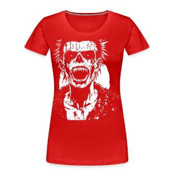 Punkrock Fan Skull with Mohawk Crazy Antisocial P - Women's Premium Organic T-Shirt - red - Front - Mia (176cm)