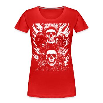 Crâne d’éventail d’anarchie avec Mohawk Crazy Antisocial Pu - T-shirt bio Premium Femme - rouge - Devant - Mia (176cm)