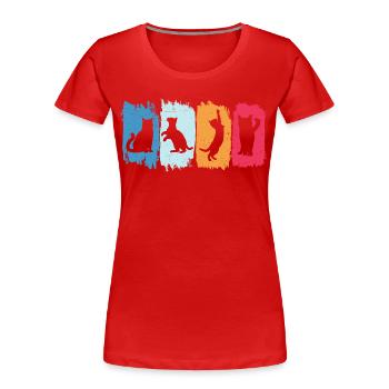 katze retro t-shirt katzen kater - Frauen Premium Bio T-Shirt - Rot - Vorne - Mia (176cm)