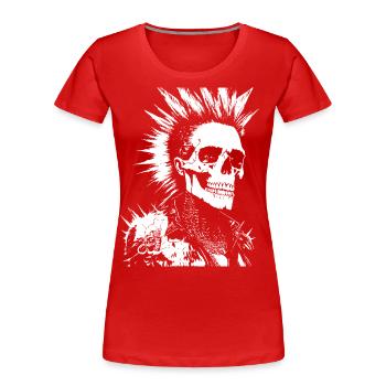 Anarchy Fan Skull mit Mohawk Crazy Antisocial Pu - Frauen Premium Bio T-Shirt - Rot - Vorne - Mia (176cm)