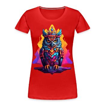 Owl - Women's Premium Organic T-Shirt - red - Front - Mia (176cm)