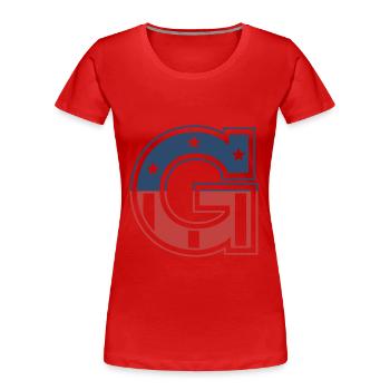 Buchstabe G USA - Frauen Premium Bio T-Shirt - Rot - Vorne - Mia (176cm)