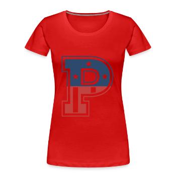 Buchstabe P USA - Frauen Premium Bio T-Shirt - Rot - Vorne - Mia (176cm)
