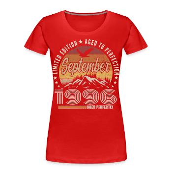 geboren im September 1996 - Geburtstag September 1996 - Frauen Premium Bio T-Shirt - Rot - Vorne - Mia (176cm)