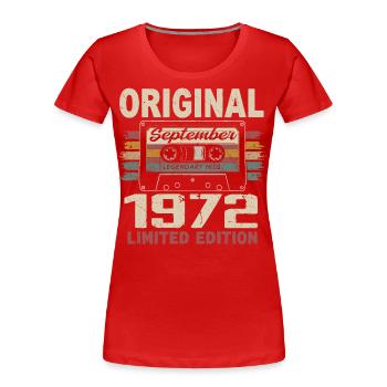 September 1972 Geburtstag, geboren im September 1972 - Frauen Premium Bio T-Shirt - Rot - Vorne - Mia (176cm)