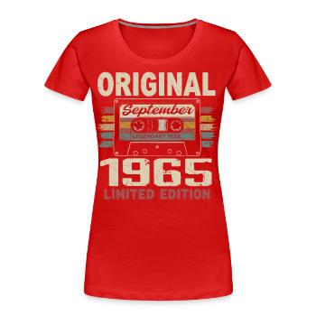 September 1965 Geburtstag, geboren im September 1965 - Frauen Premium Bio T-Shirt - Rot - Vorne - Mia (176cm)