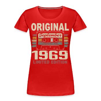 September 1969 Geburtstag, geboren im September 1969 - Frauen Premium Bio T-Shirt - Rot - Vorne - Mia (176cm)