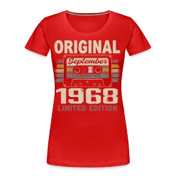September 1968 Geburtstag, geboren im September 1968 - Frauen Premium Bio T-Shirt - Rot - Vorne - Mia (176cm)