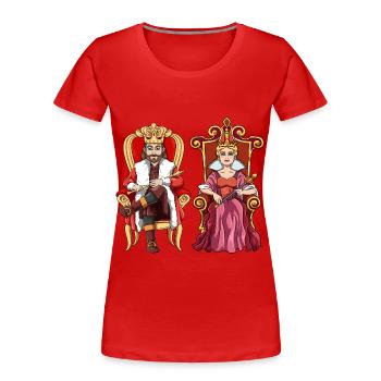König Königin mit Krone auf dem Thron. - Frauen Premium Bio T-Shirt - Rot - Vorne - Mia (176cm)