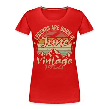 Geburtstag Juni 1954 geboren im Juni 1954 Retro 1954 - Frauen Premium Bio T-Shirt - Rot - Vorne - Mia (176cm)