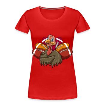 Thanksgiving Truthahn Football Touchdowns - Frauen Premium Bio T-Shirt - Rot - Vorne - Mia (176cm)