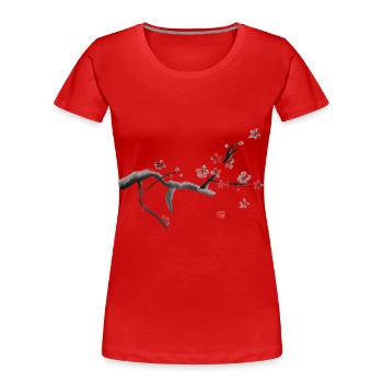 Sakura, Kirschblüten - Frauen Premium Bio T-Shirt - Rot - Vorne - Mia (176cm)