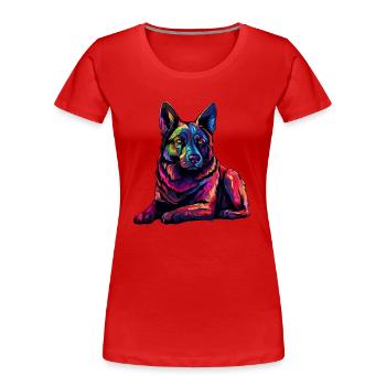 Colorful Norwegian-elkhound - Women's Premium Organic T-Shirt - red - Front - Mia (176cm)