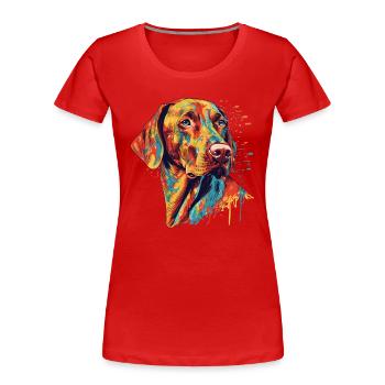 Bunter Vizsla - Frauen Premium Bio T-Shirt - Rot - Vorne - Mia (176cm)
