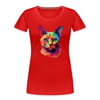 Chat birman coloré - T-shirt bio Premium Femme - rouge - Devant - Mia (176cm)