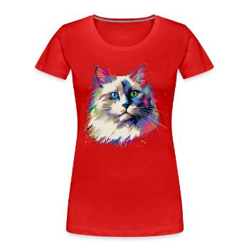 Bunte Ragdoll Katze - Frauen Premium Bio T-Shirt - Rot - Vorne - Mia (176cm)
