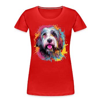 Bunter Bearded Collie - Frauen Premium Bio T-Shirt - Rot - Vorne - Mia (176cm)