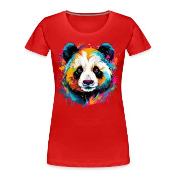 Colorful Panda Splashes of Paint Splashes - Women's Premium Organic T-Shirt - red - Front - Mia (176cm)