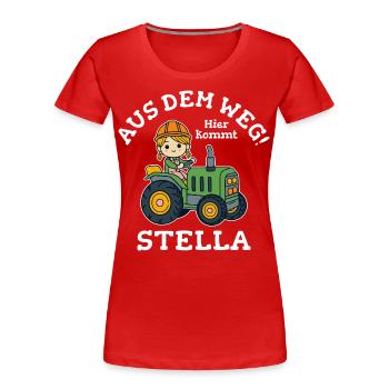 Stella Name Traktor - Frauen Premium Bio T-Shirt - Rot - Vorne - Mia (176cm)