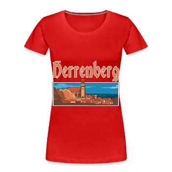 Herrenberg Stadt Altstadt Deutschland - Frauen Premium Bio T-Shirt - Rot - Vorne - Mia (176cm)