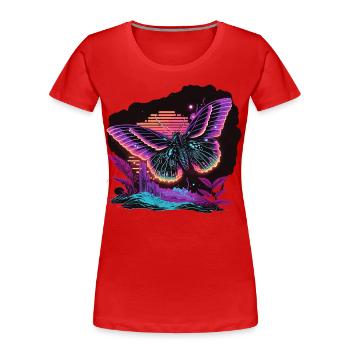 Papillon Vaporwave brillant - T-shirt bio Premium Femme - rouge - Devant - Mia (176cm)