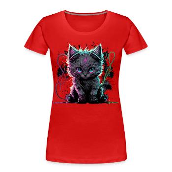 Hyper Cat - T-shirt bio Premium Femme - rouge - Devant - Mia (176cm)