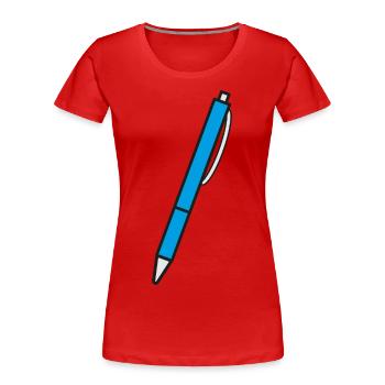 Kugelschreiber Stift Schreiben - Frauen Premium Bio T-Shirt - Rot - Vorne - Mia (176cm)