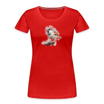 Bruant des oiseaux de jardin indigènes - T-shirt bio Premium Femme - rouge - Devant - Mia (176cm)