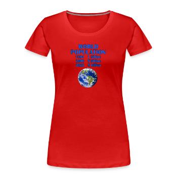 POPULATION MONDIALE - T-shirt bio Premium Femme - rouge - Devant - Mia (176cm)
