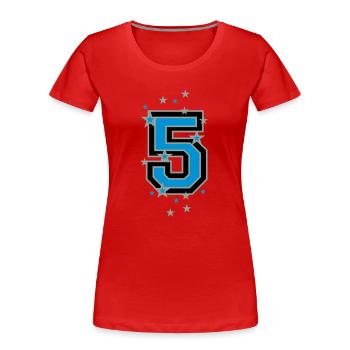 Number five decorated with stars - Women's Premium Organic T-Shirt - red - Front - Mia (176cm)