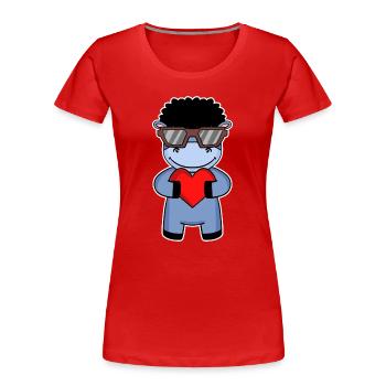 Âne avec lunettes de soleil et cœur - T-shirt bio Premium Femme - rouge - Devant - Mia (176cm)
