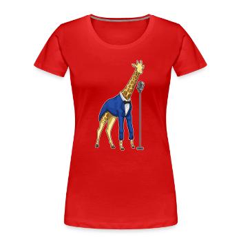 Chanteur girafe Chant au micro - T-shirt bio Premium Femme - rouge - Devant - Mia (176cm)
