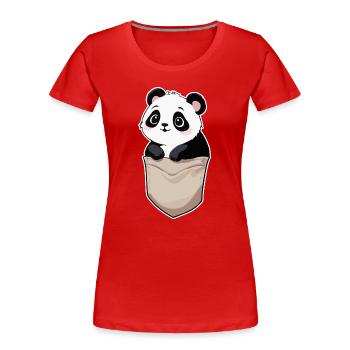 Niedlicher Panda in der Tasche - Frauen Premium Bio T-Shirt - Rot - Vorne - Mia (176cm)