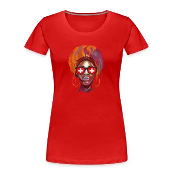 Switzerland most beautiful Country - Frauen Premium Bio T-Shirt - Rot - Vorne - Mia (176cm)
