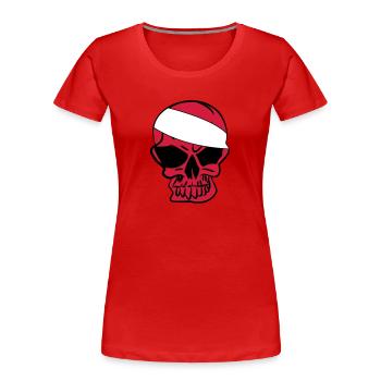 Anarcho Skull Anarchie anarchy - Frauen Premium Bio T-Shirt - Rot - Vorne - Mia (176cm)