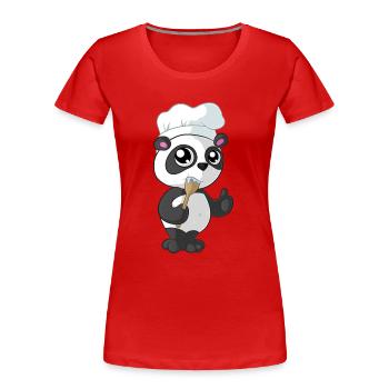 Cooking cartoon panda - Women's Premium Organic T-Shirt - red - Front - Mia (176cm)