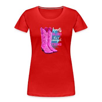 Boots And Bling - Women's Premium Organic T-Shirt - red - Front - Mia (176cm)