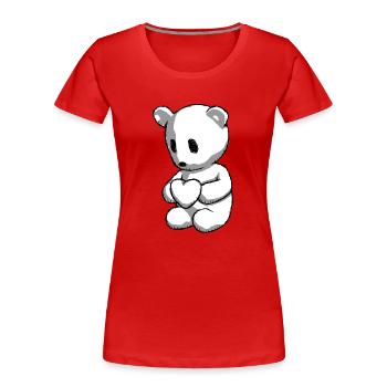 Ours en peluche avec coeur - T-shirt bio Premium Femme - rouge - Devant - Mia (176cm)