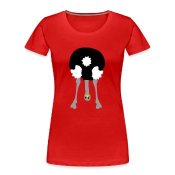 strauss_kopf_unten - Frauen Premium Bio T-Shirt - Rot - Vorne - Mia (176cm)