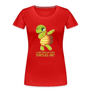 Drôle de tortue de mer Tortue de mer Eau de mer - T-shirt bio Premium Femme - rouge - Devant - Mia (176cm)