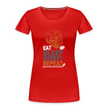 eat sleep hockey repeat - Women's Premium Organic T-Shirt - red - Front - Mia (176cm)