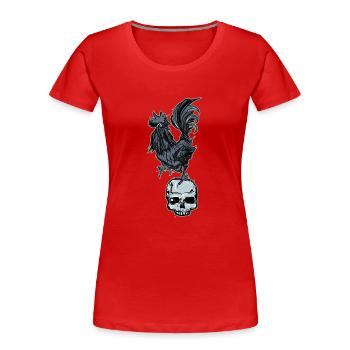 Hahn // Angry Rooster - Frauen Premium Bio T-Shirt - Rot - Vorne - Mia (176cm)
