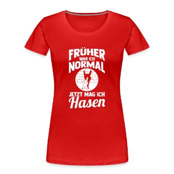 Kaninchen Hase - Frauen Premium Bio T-Shirt - Rot - Vorne - Mia (176cm)