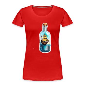 Ship in a Bottle / Message in a Bottle / Ahoy / Anchor - Women's Premium Organic T-Shirt - red - Front - Mia (176cm)