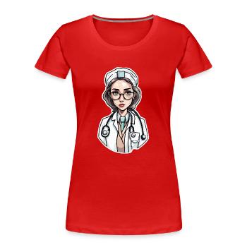 Médecin / professionnel de la santé / médecin / profession / spécialiste - T-shirt bio Premium Femme - rouge - Devant - Mia (176cm)