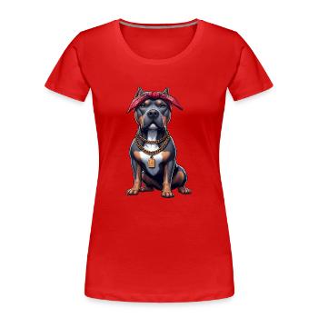 Pitbull Le Rappeur - T-shirt bio Premium Femme - rouge - Devant - Mia (176cm)