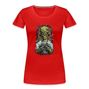 Zombie Gamer mit Controller Gruseliges Gaming - Frauen Premium Bio T-Shirt - Rot - Vorne - Mia (176cm)