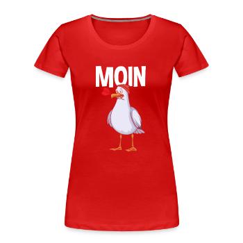 Moin Möwe - Frauen Premium Bio T-Shirt - Rot - Vorne - Mia (176cm)