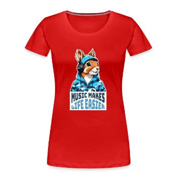Music makes life easier - Women's Premium Organic T-Shirt - red - Front - Mia (176cm)
